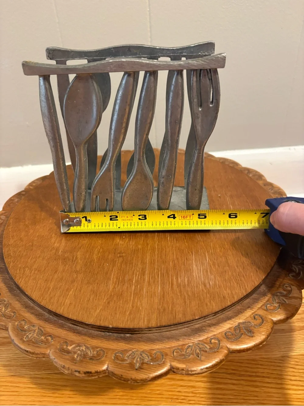 MCM Pewter Napkin Holder - Forks and Spoons